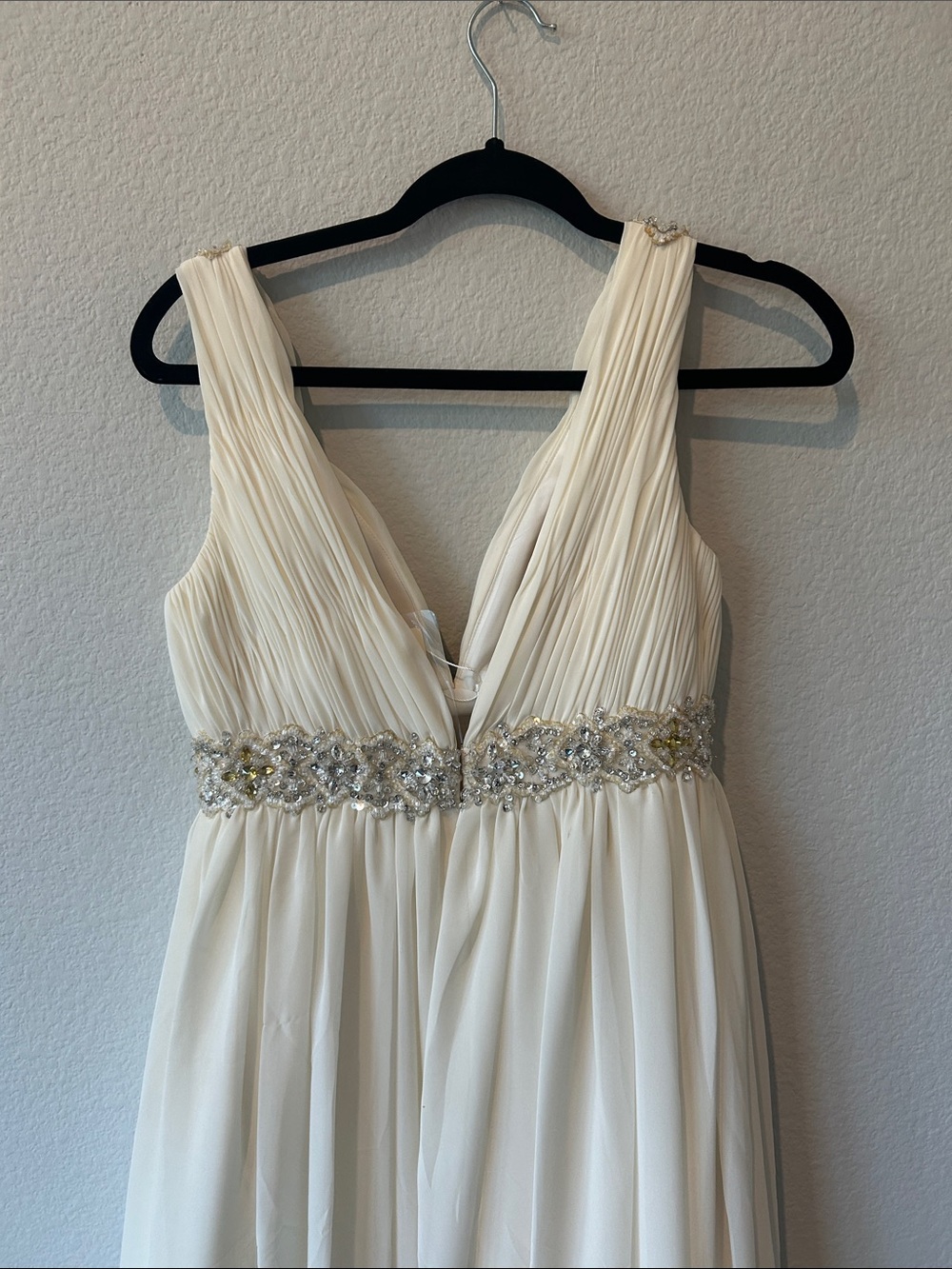 Elegant Ivory Beaded Empire-Waist Evening Dress size ten nwt retails for 1099.00 - Picture 4 of 7